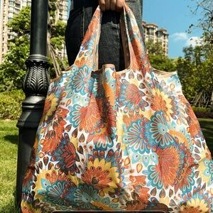 NEW• BOHO CHIC PEACOCK ECO FRIENDLY FOLDABLE TOTE BAG